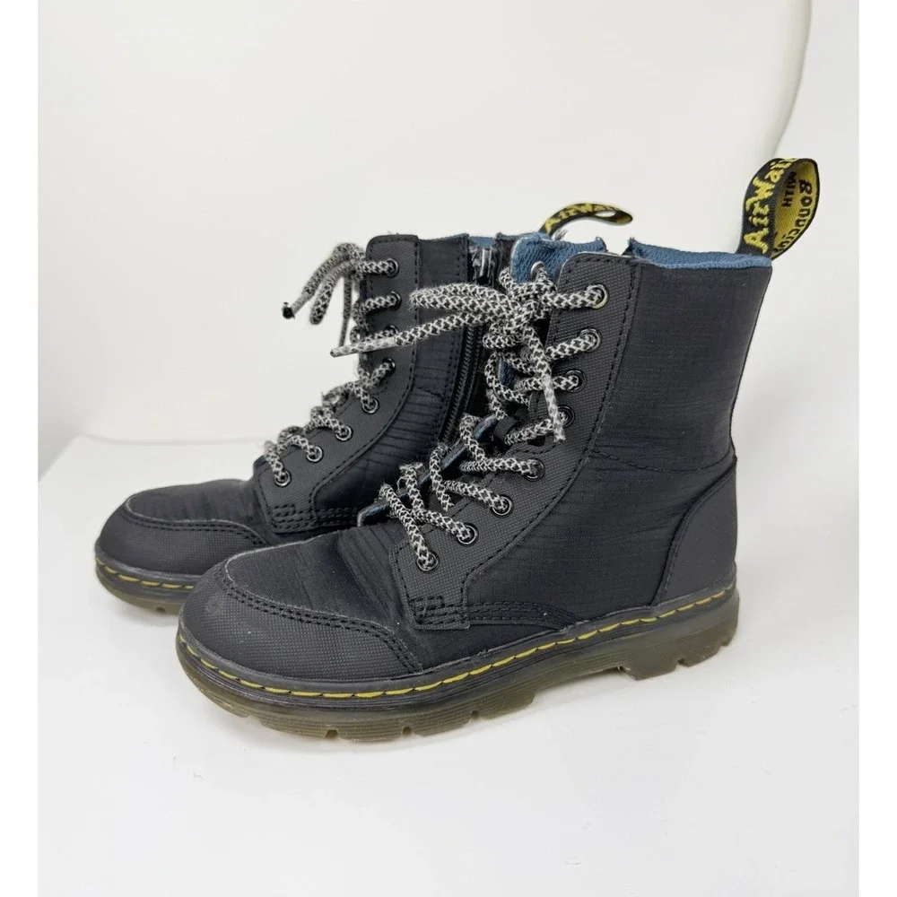 Dr. Martens Combs Cap Junior Youth Size 1 Black Lace Up Zip Eye‎ Ankle Boots